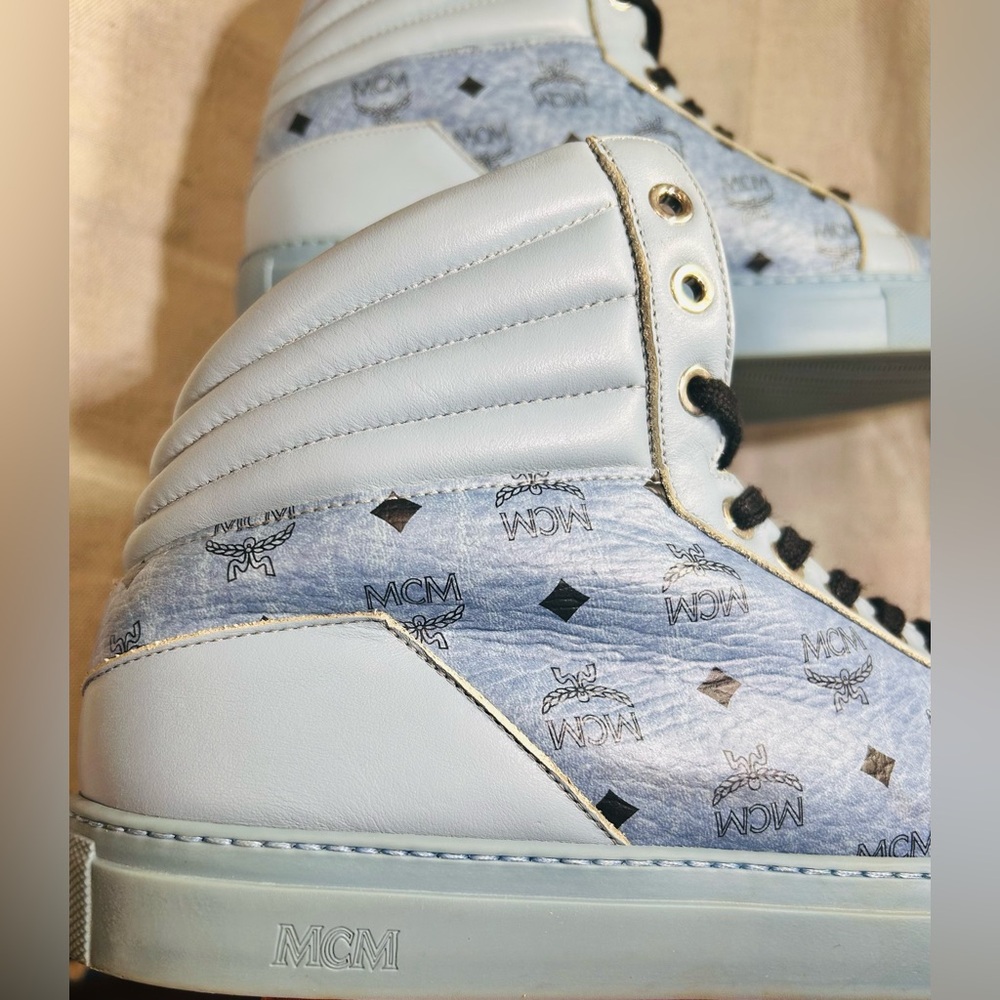 MCM visetos blue Leather high top Iconic sneakers | GC | No Box - Picture 7 of 15